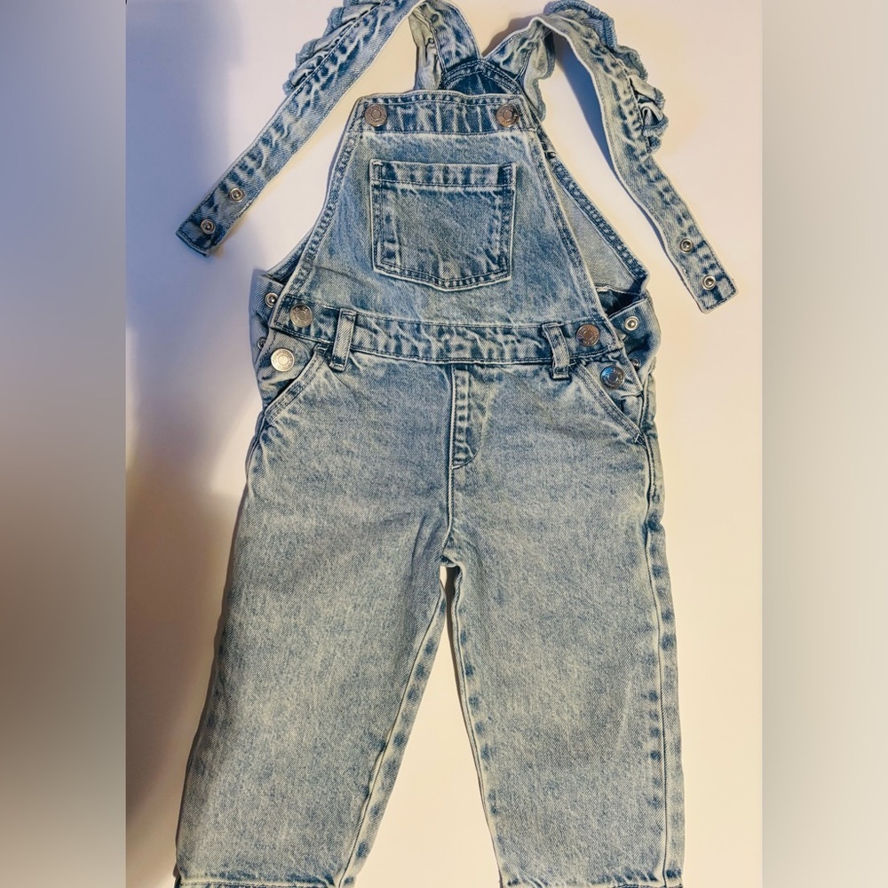 Girls Light Blue Denim Overalls